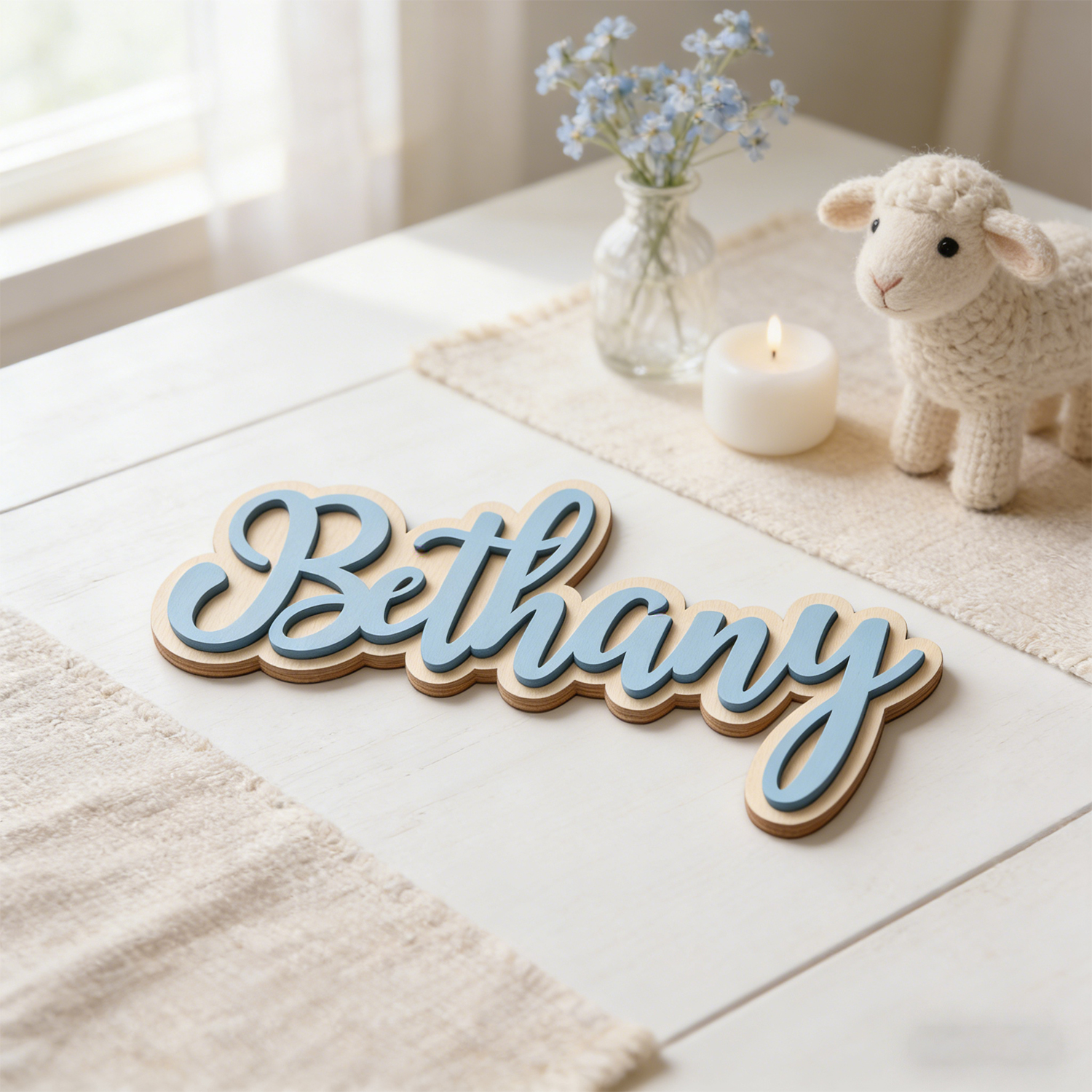 Home Decor Names - 1 Personalized Double-layer Wooden Name Tag,