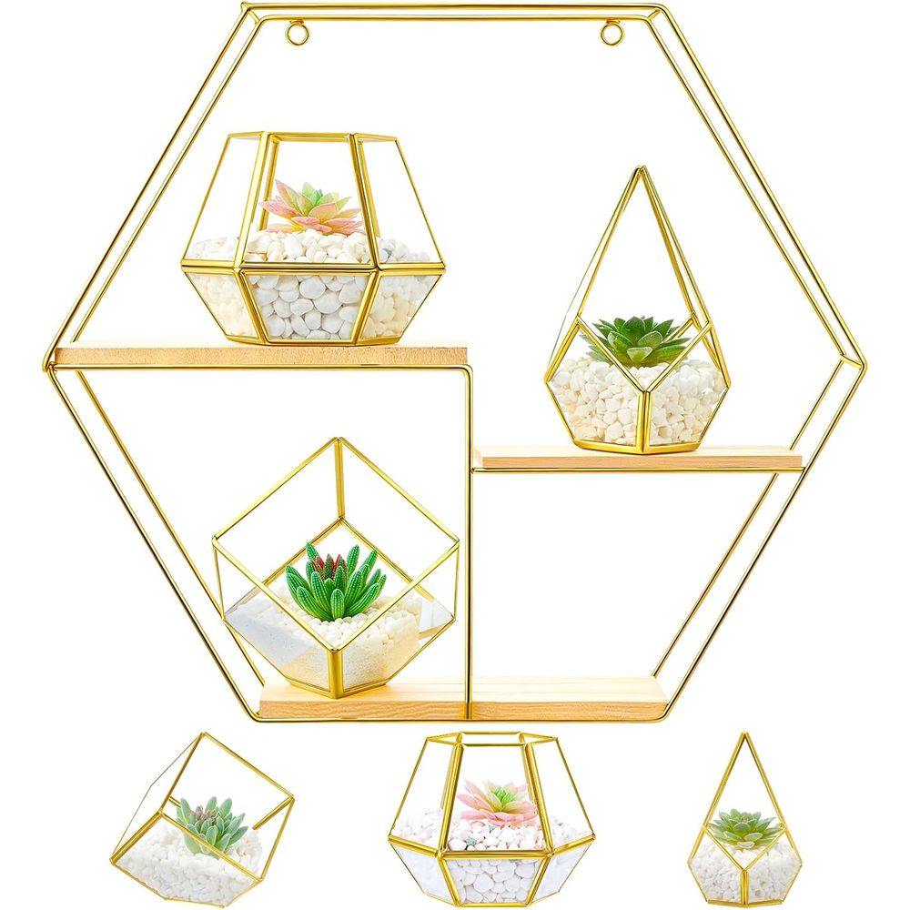 Floating Shelves - Decorative Metal Wall Shelves Include 3