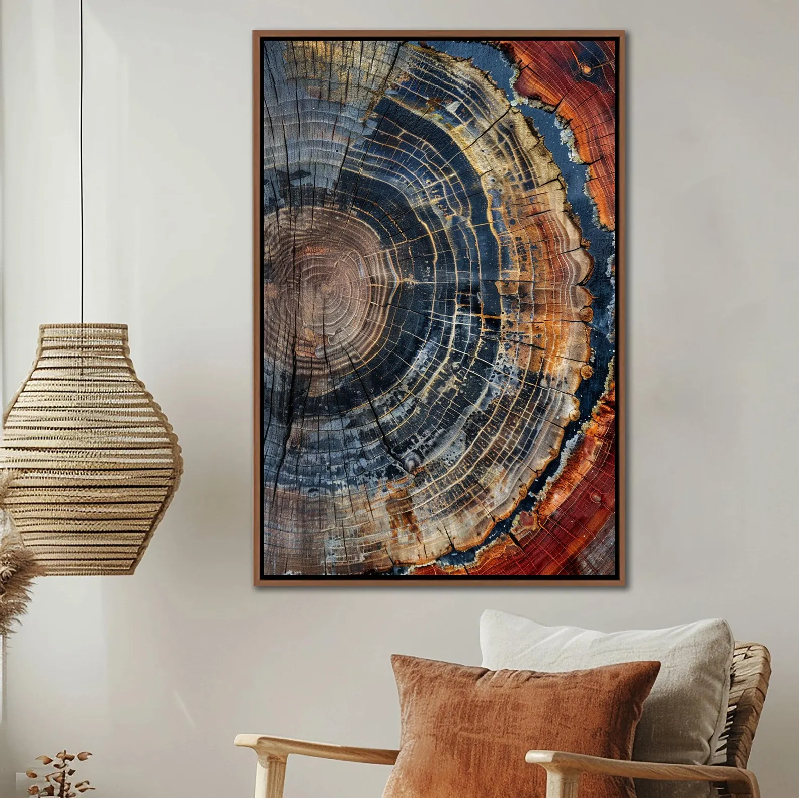 Home Decor Frames - Tree Ring Framed Wall Art, Abstract