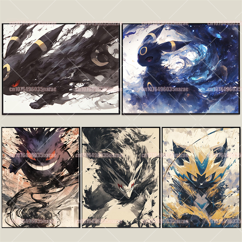 Canvas Painting - Anime Pokemon Canvas Painting Eevee Gengar