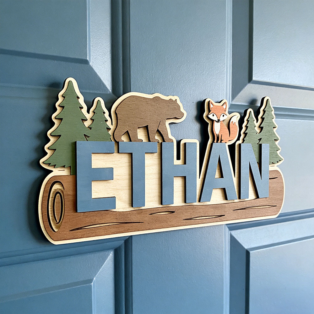 Home Decor Names - Woodland Forest Animal Personalized Name Wooden