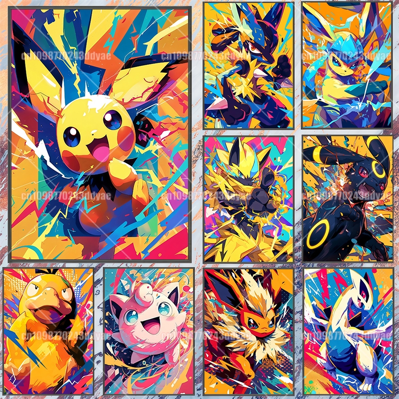 Canvas Painting - Anime Pokemon Canvas Painting Pikachu Eevee