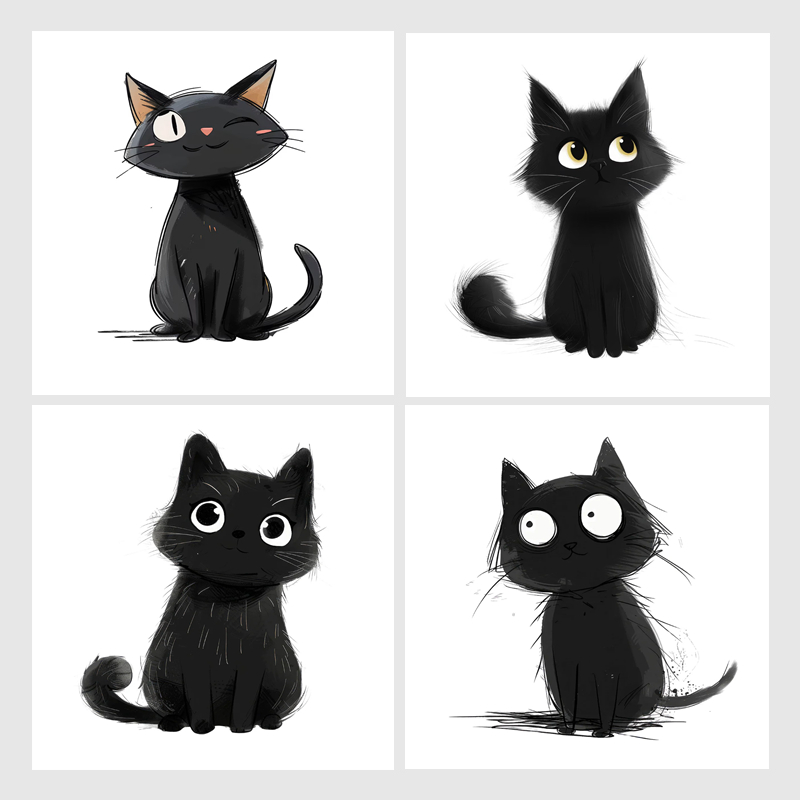 Home Decor Vinyl Flooring - Cartoon Black Cats Wall Stickers, Bright