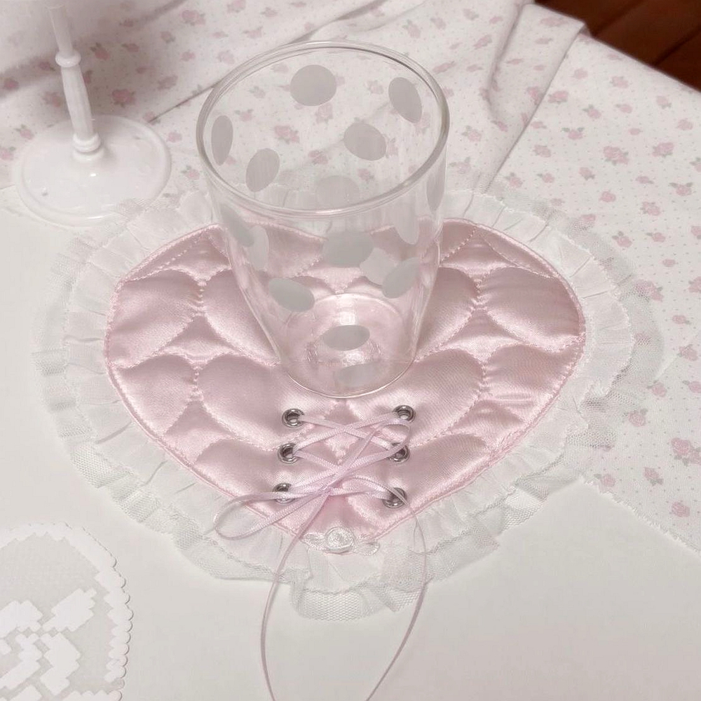 Home Decor Korea - Korean Coasters Lace Heart-shaped Coaster Cute