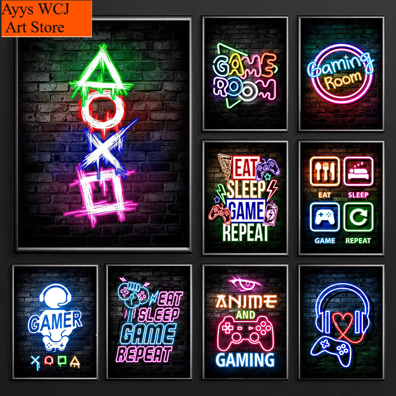Home Decor Games Free - 1pc frameless Canvas Painting Gaming Neon