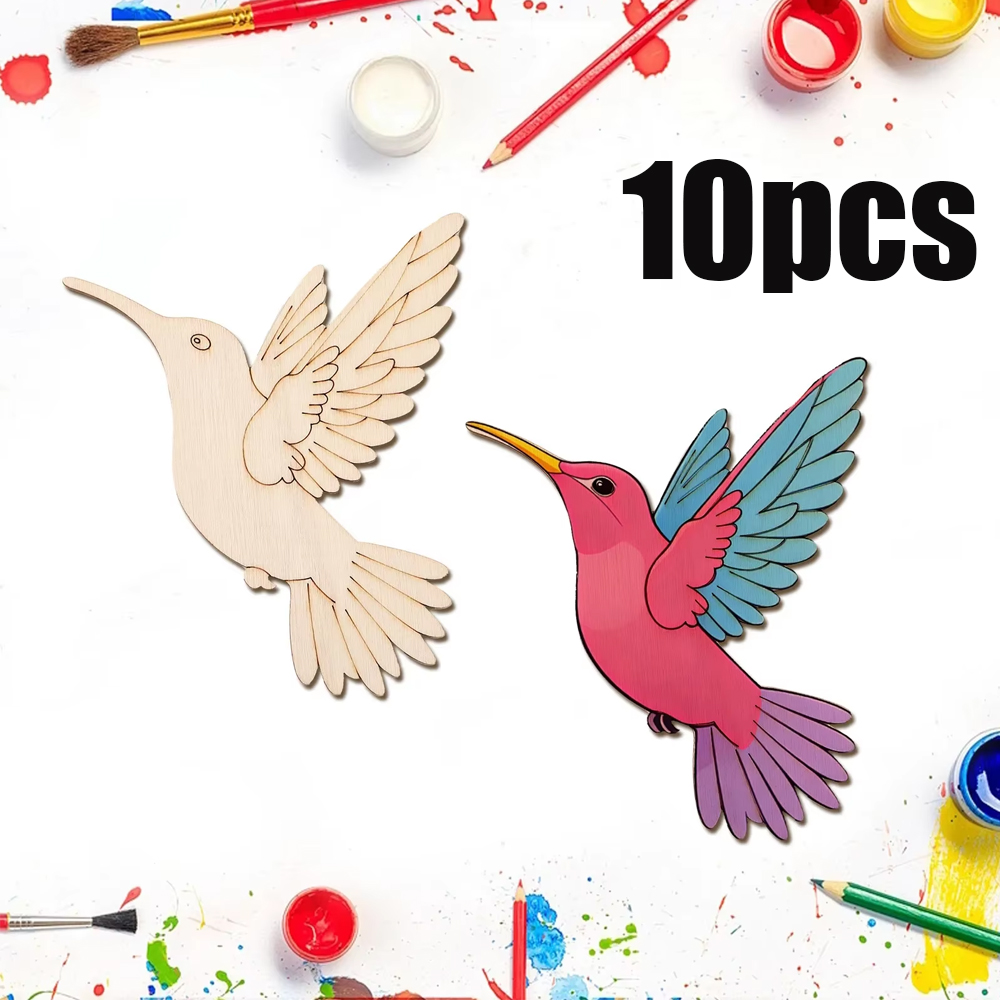 Home Decor In - 10pcs Unfinished Wood Animal Bird Cutouts,Wooden