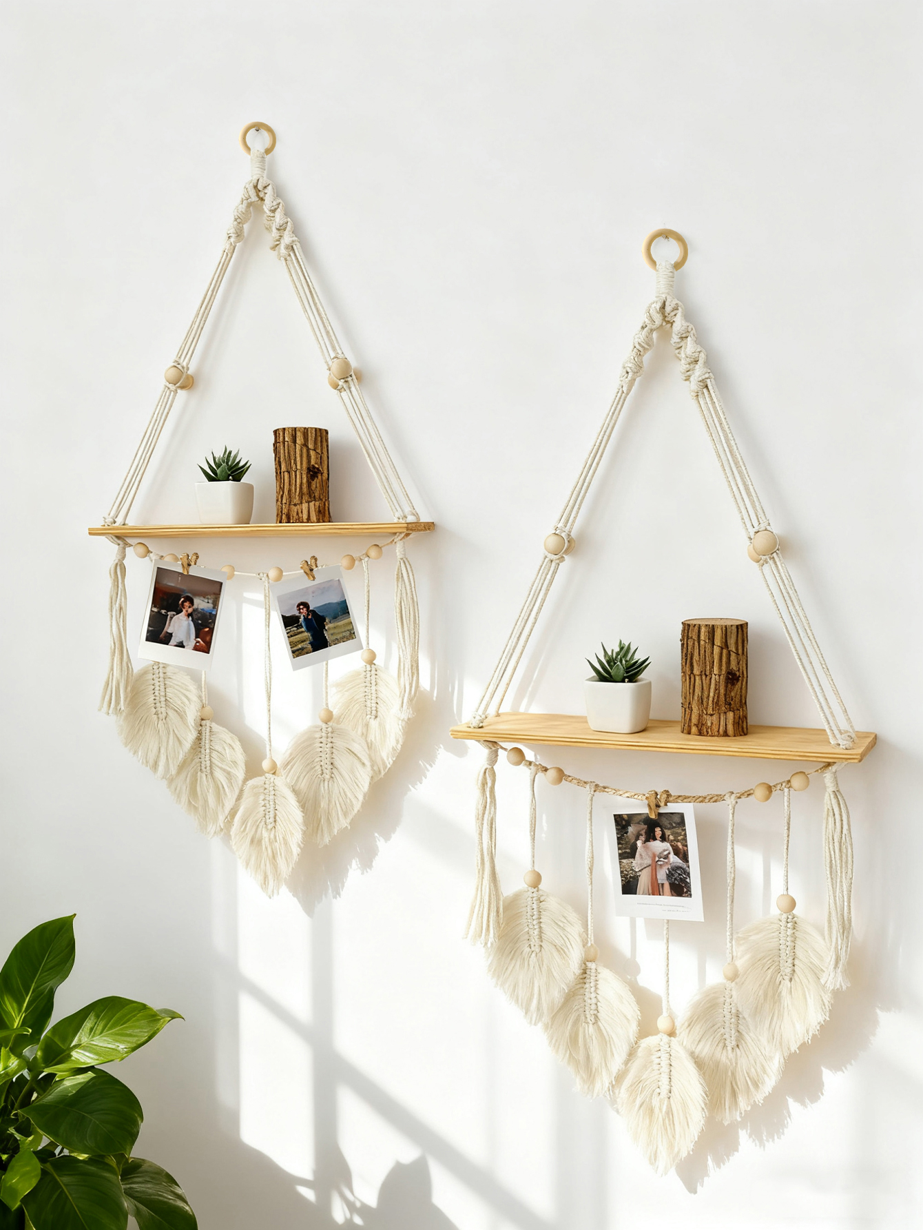 Floating Shelves - Boho Macrame Wall Hanging Shelf with