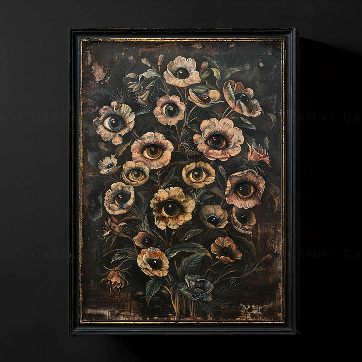 Victory Home Decor - Victorian Gothic Floral Evil Eye Canvas