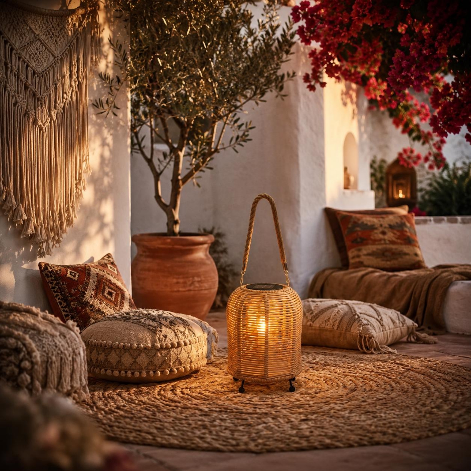 Home Decor Garden - Handwoven Solar Lantern Warm LED Handwoven