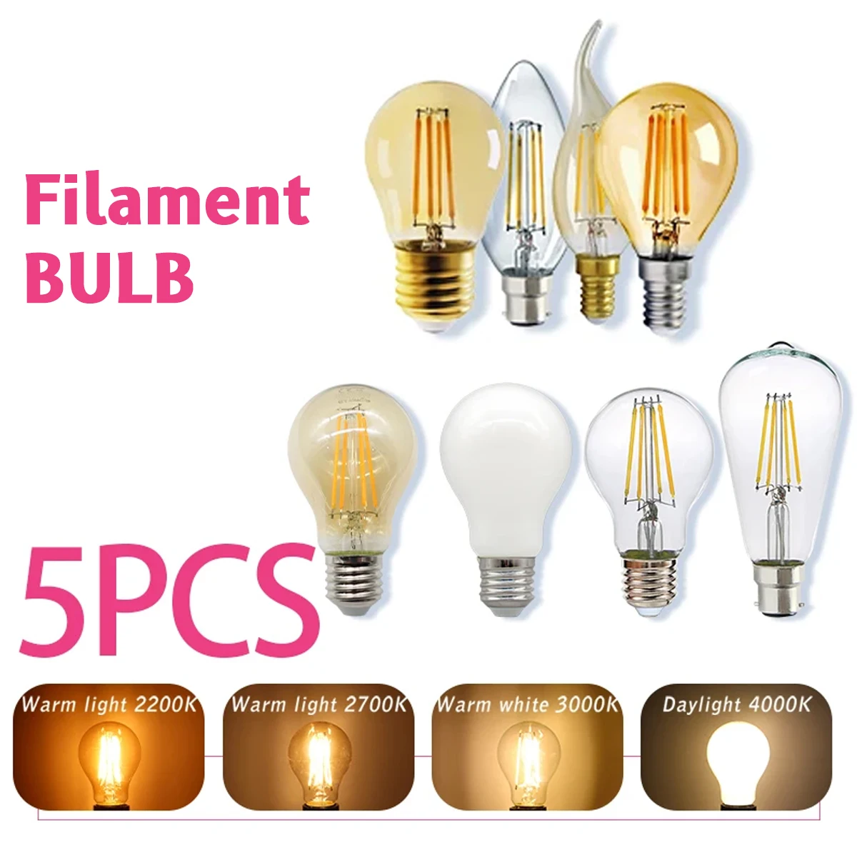 Home Decor Vintage - 5PCS E27 E14 B22 Retro Edison