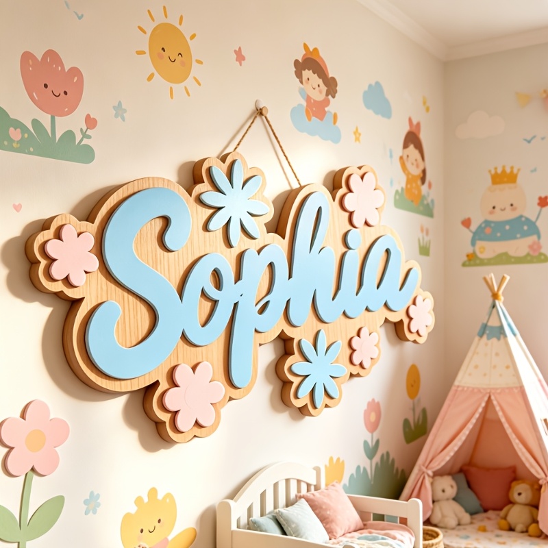 Home Decor Names - Personalized Floral Themed Name Room Sign,