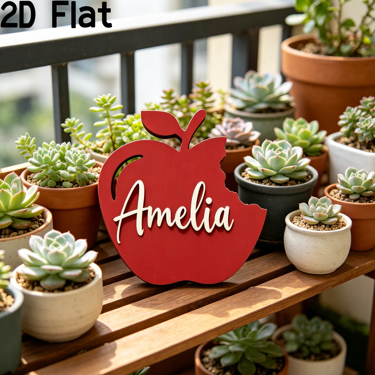 Home Decor Names - Personalized Red Apple Wooden Name Sign,Party