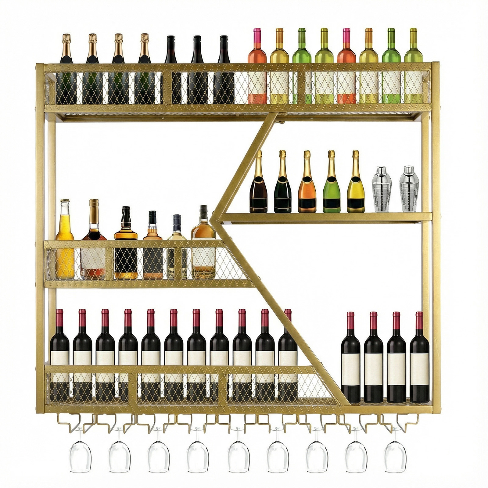 Floating Shelves - 39in 3-Tiers Floating Bar Shelves with