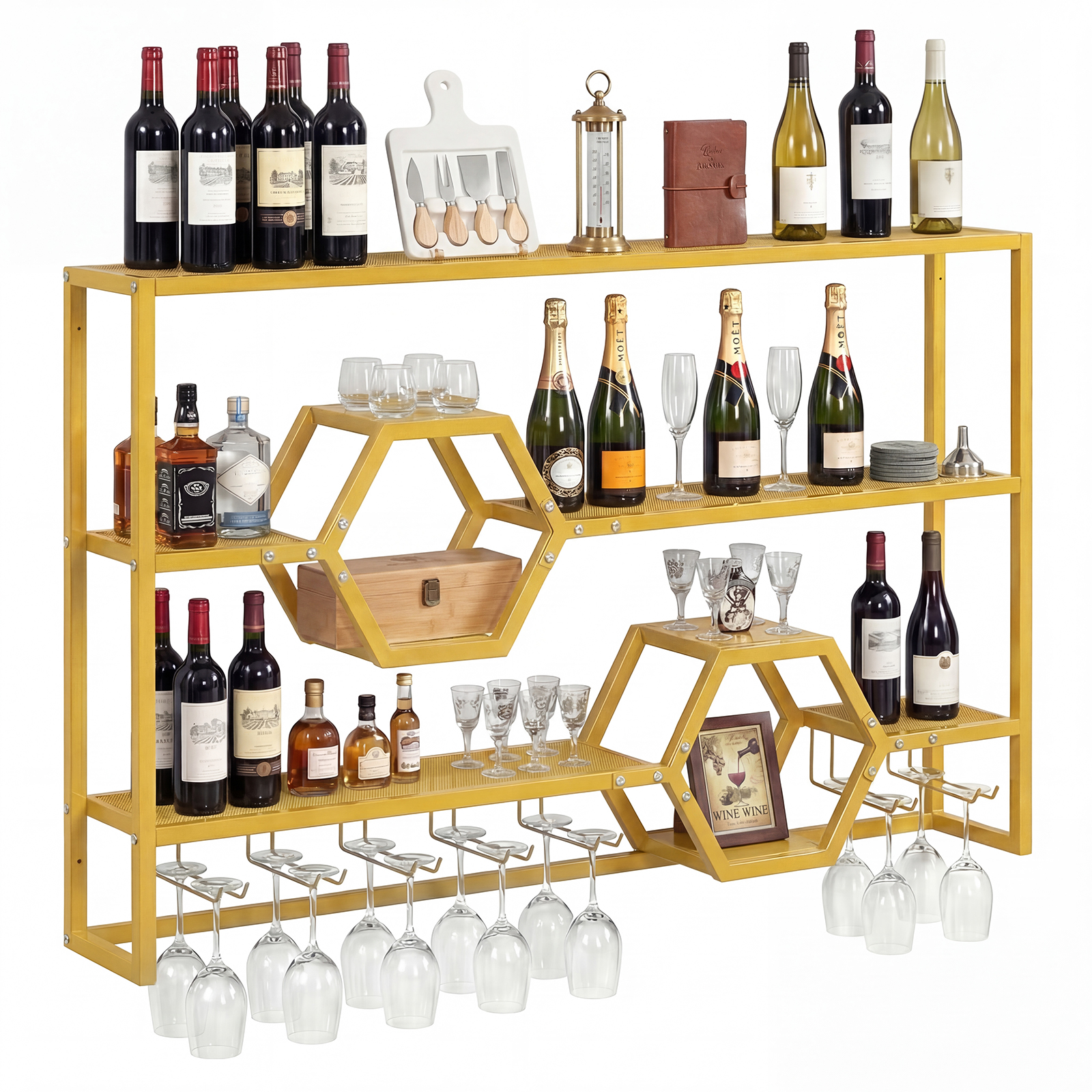 Floating Shelves - Wall Mounted Wine Rack 47” Large