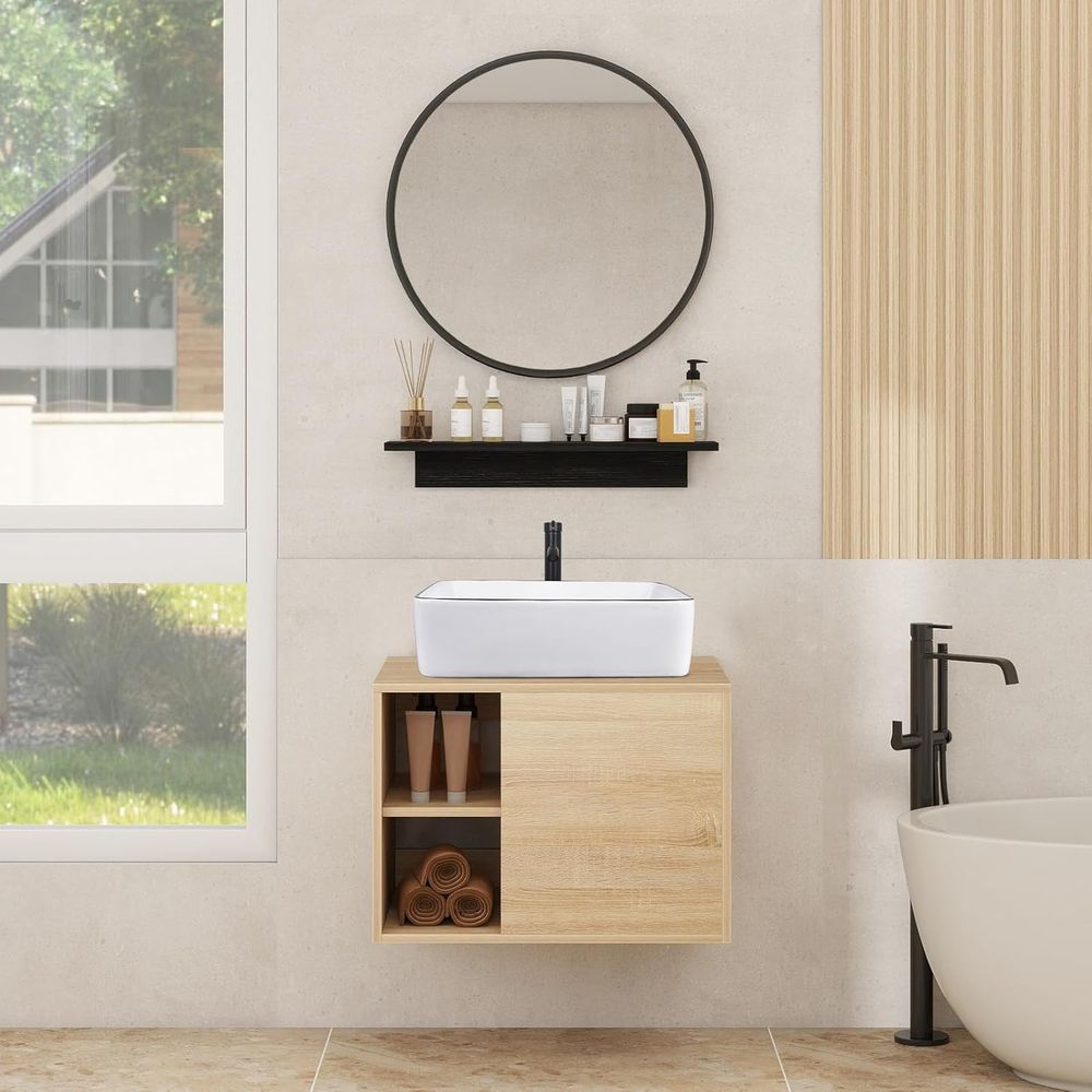 Floating Shelves - 24 White Wall-Mounted Floating Vanity Cabinet