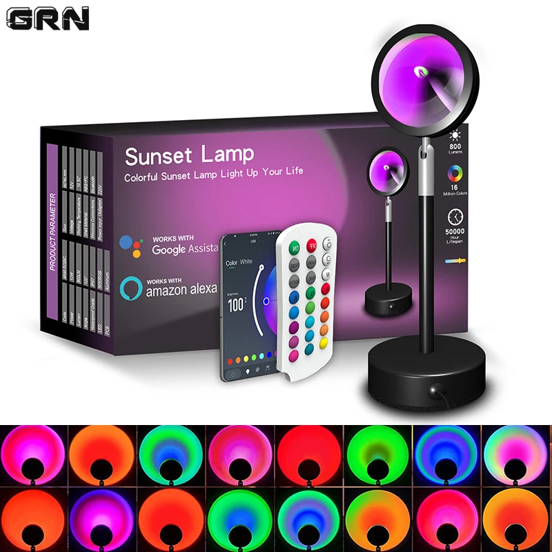 Smart LED Sunset Lamp Colorful - Home Decor App reseña y precio