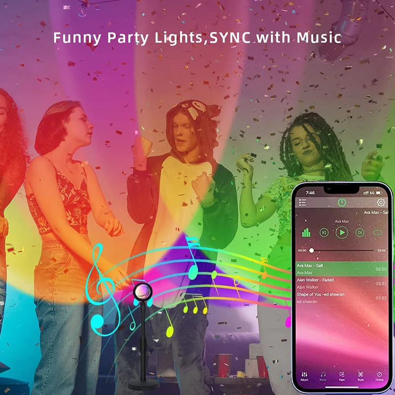 Smart LED Sunset Lamp Colorful - Home Decor App reseña y precio