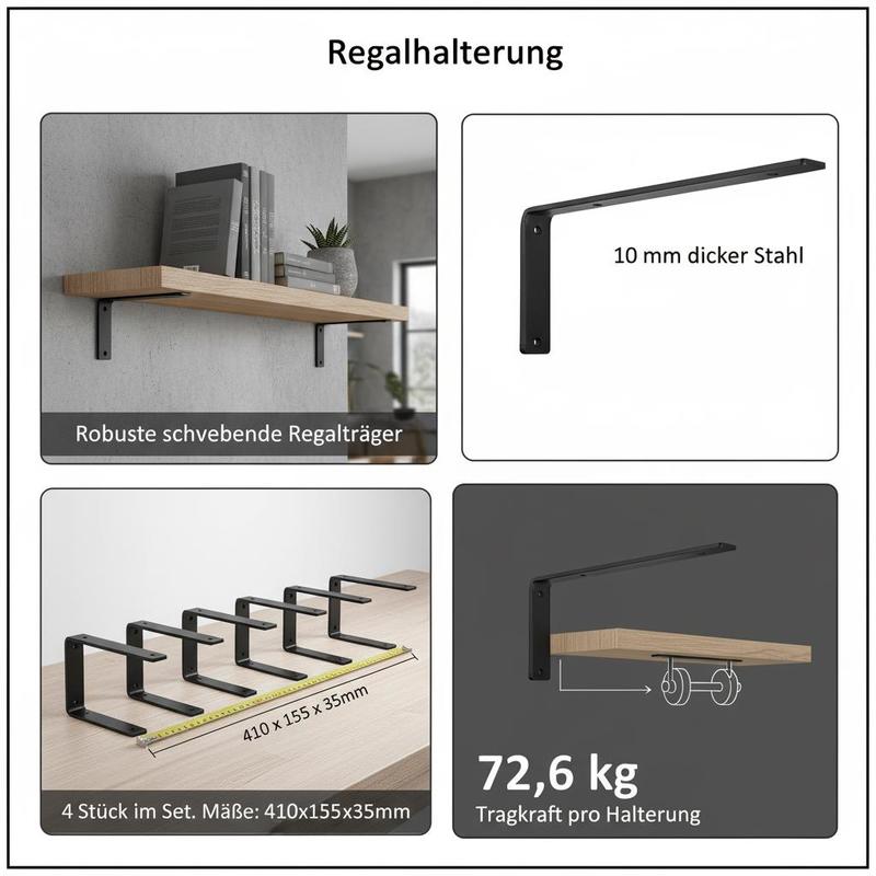 Shelf Bracket, 16 x 6 in 4 Pcs - Floating Shelves reseña y precio