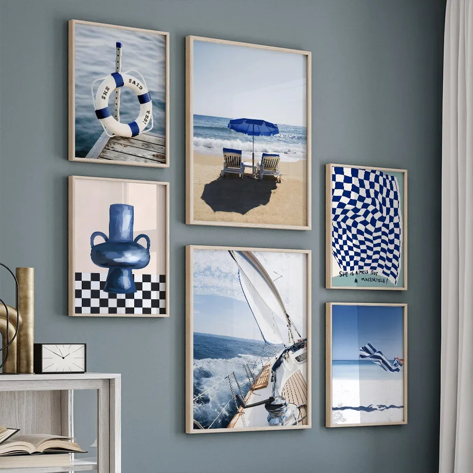 Blue Sea Sunshine Beach White  - Home Decor Vase reseña y precio