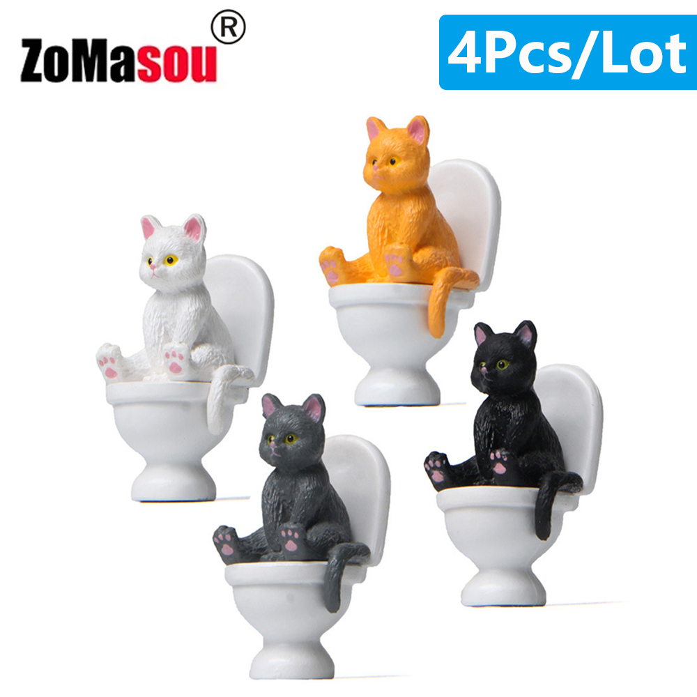 Cat Sit On Figurines Toilet Ca - Home Decor Korea reseña y precio
