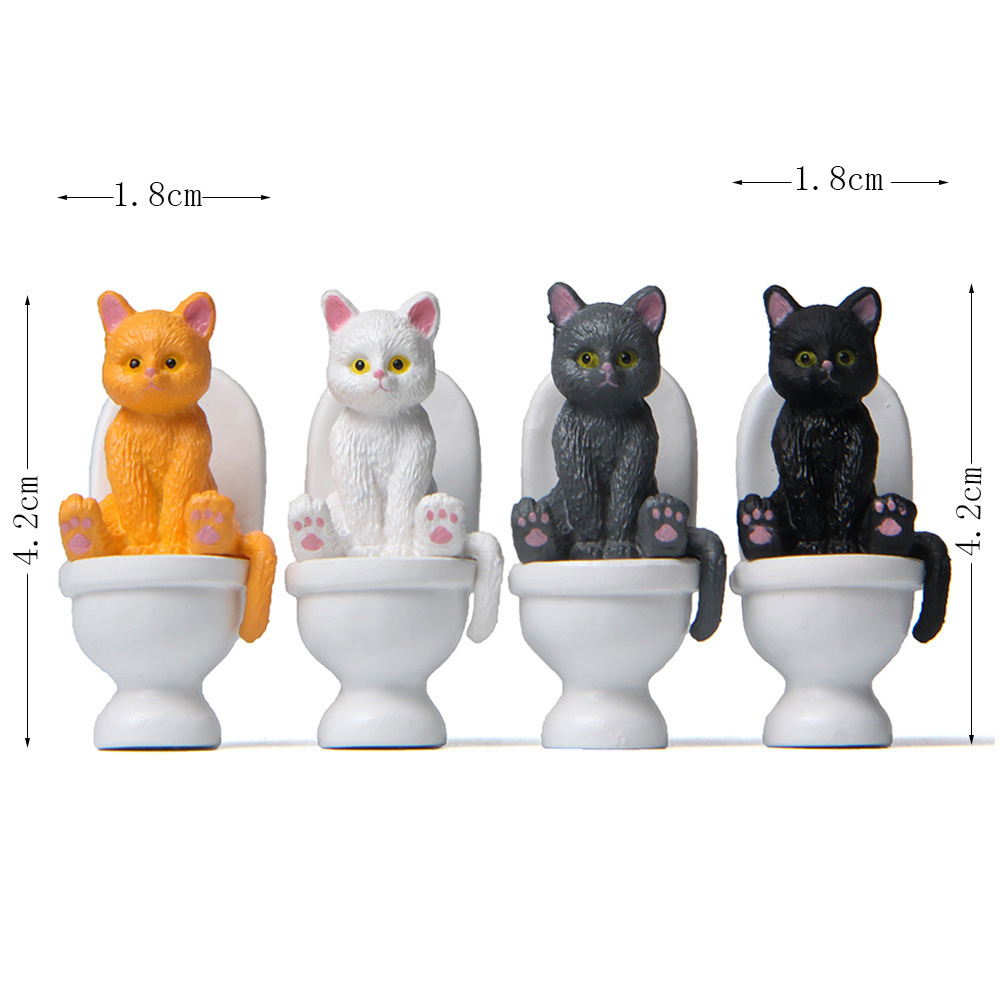 Cat Sit On Figurines Toilet Ca - Home Decor Korea reseña y precio