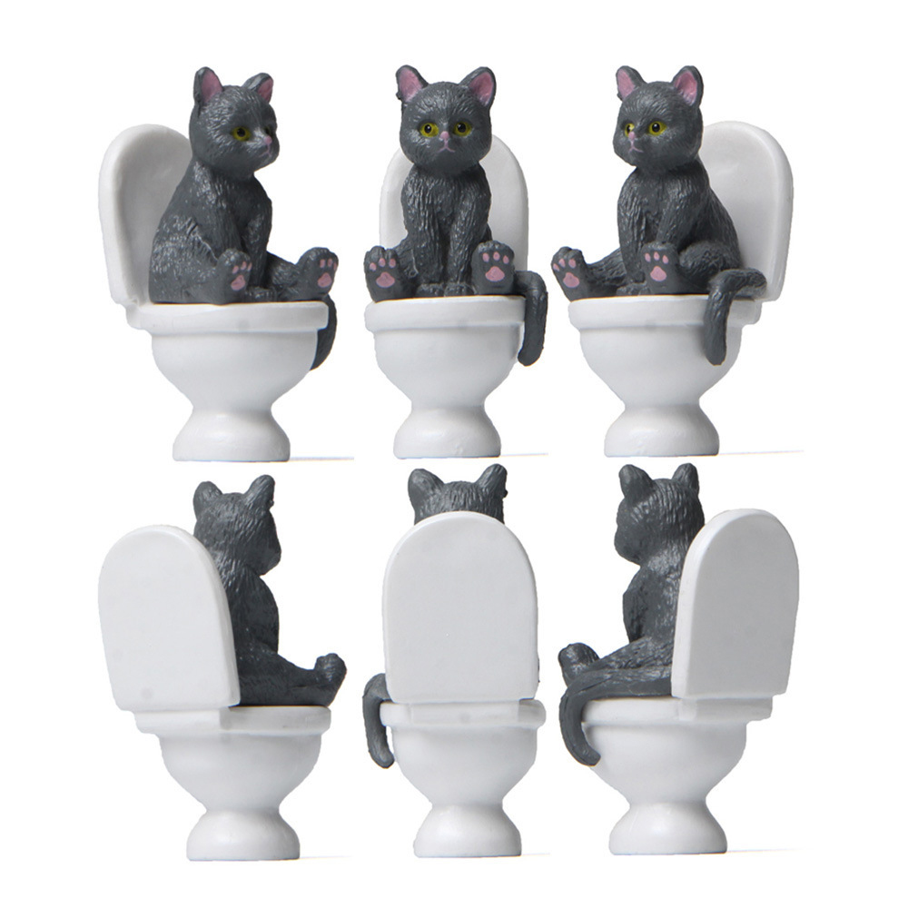 Cat Sit On Figurines Toilet Ca - Home Decor Korea reseña y precio