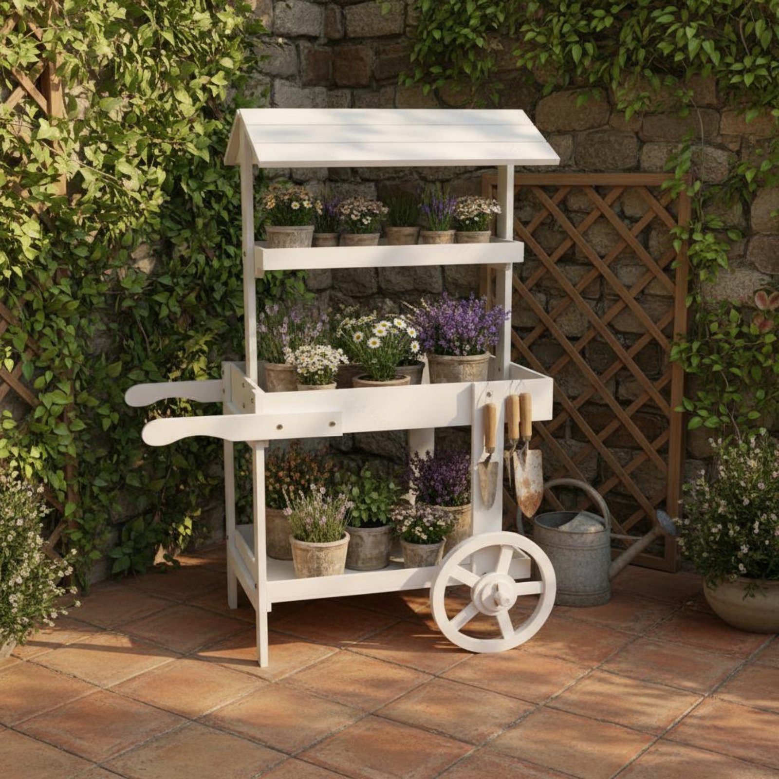 Wooden Flower Trolley Decorati - Home Decor Vintage reseña y precio