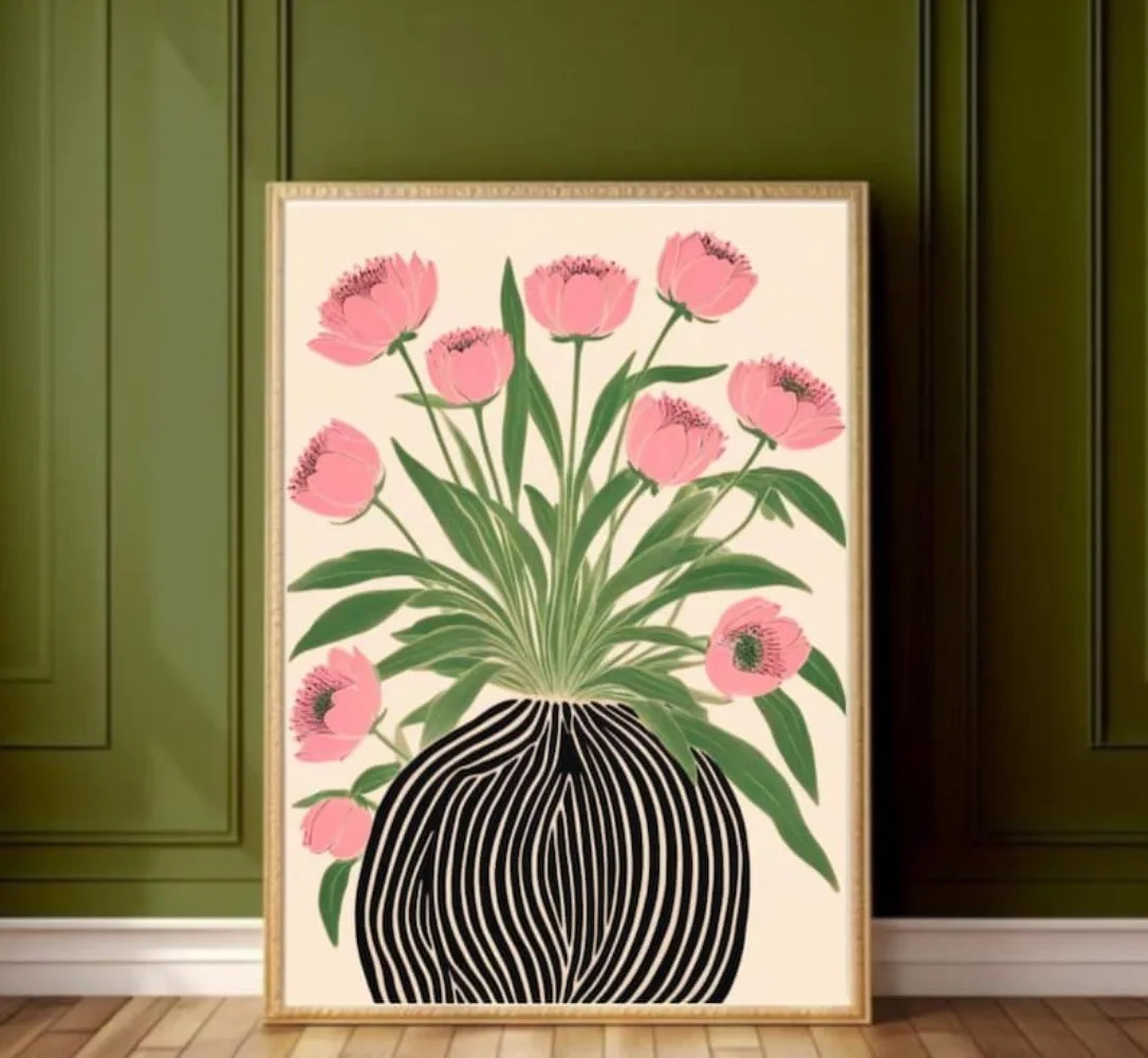 A Frameless Floral Poster,Mati - Home Decor Vase reseña y precio