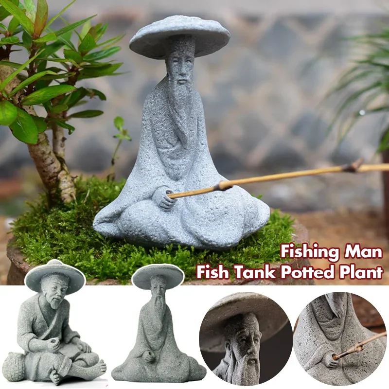 1pc Sitting Old Man Fish Tank  - Home Decor Za reseña y precio