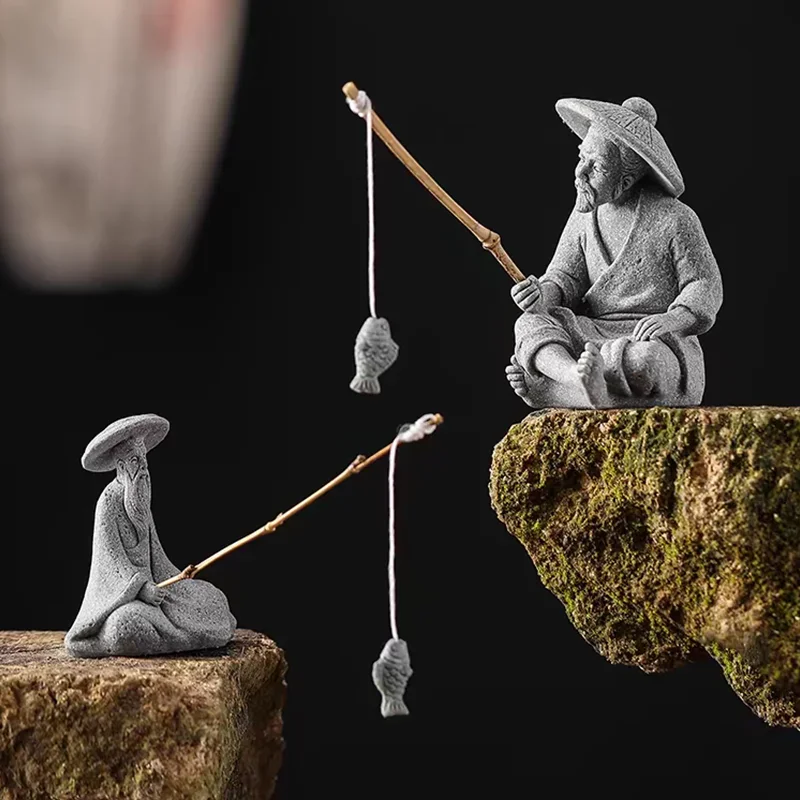 1pc Sitting Old Man Fish Tank  - Home Decor Za reseña y precio