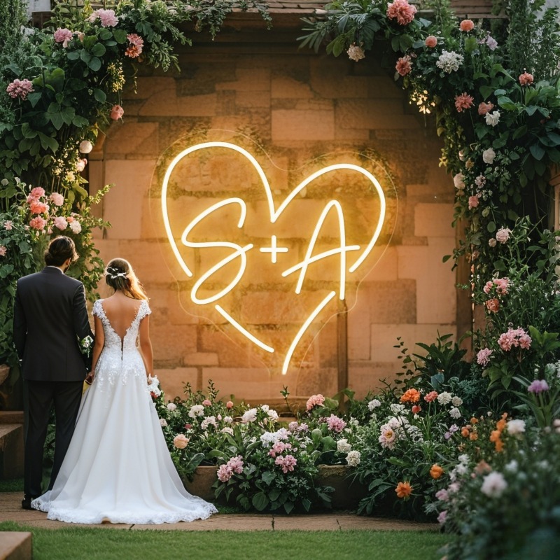 Custom Initials Heart LED Neon - Home Decor Names reseña y precio
