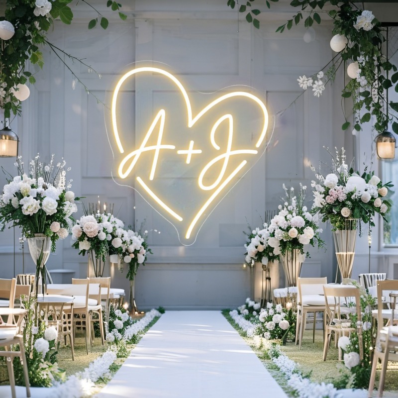 Custom Initials Heart LED Neon - Home Decor Names reseña y precio