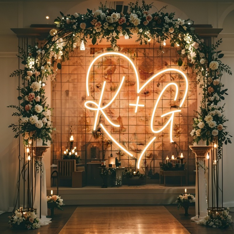Custom Initials Heart LED Neon - Home Decor Names reseña y precio