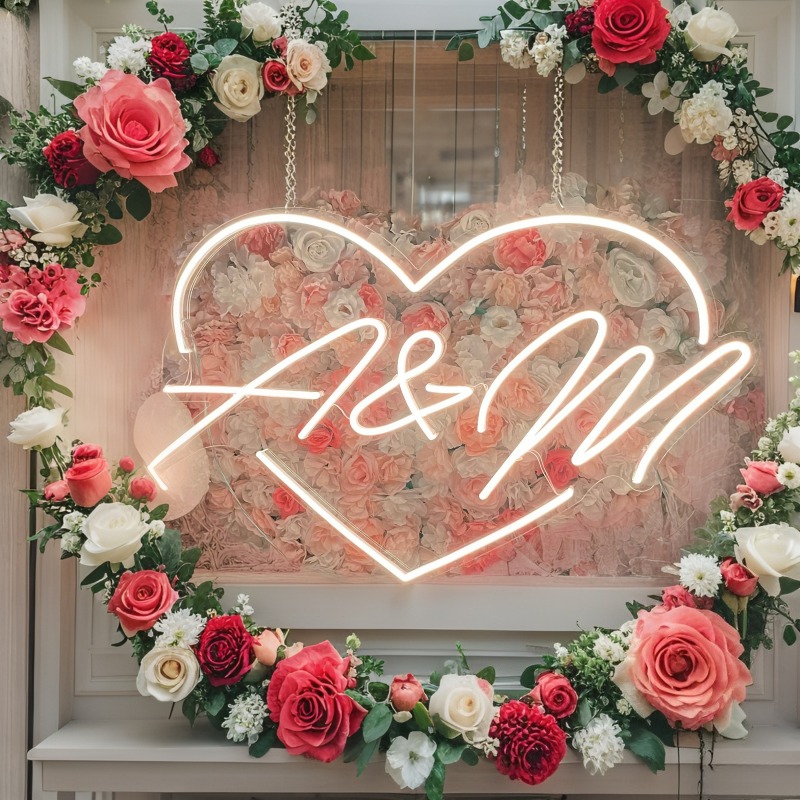 Custom Initials Heart LED Neon - Home Decor Names reseña y precio