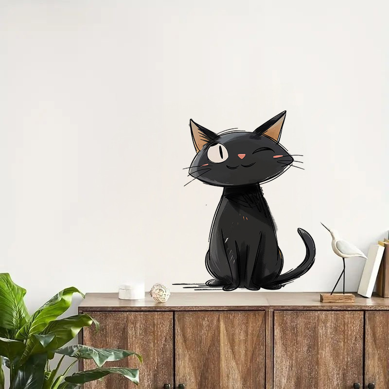 Cartoon Black Cats Wall Sticke - Home Decor Vinyl Flooring reseña y precio