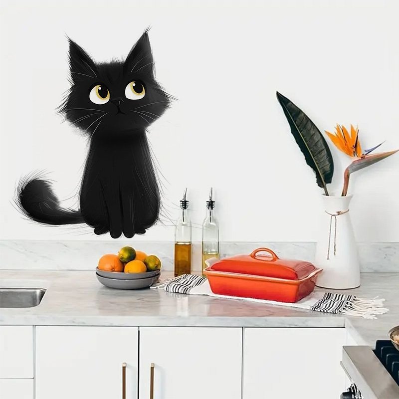 Cartoon Black Cats Wall Sticke - Home Decor Vinyl Flooring reseña y precio