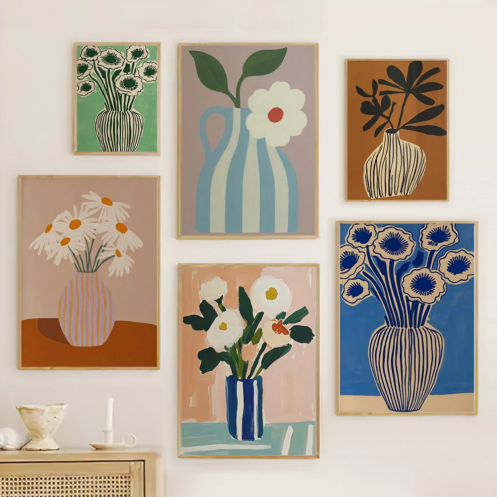 Botanical Blue Floral Art Prin - Home Decor Vase reseña y precio