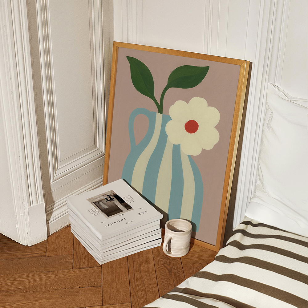 Botanical Blue Floral Art Prin - Home Decor Vase reseña y precio