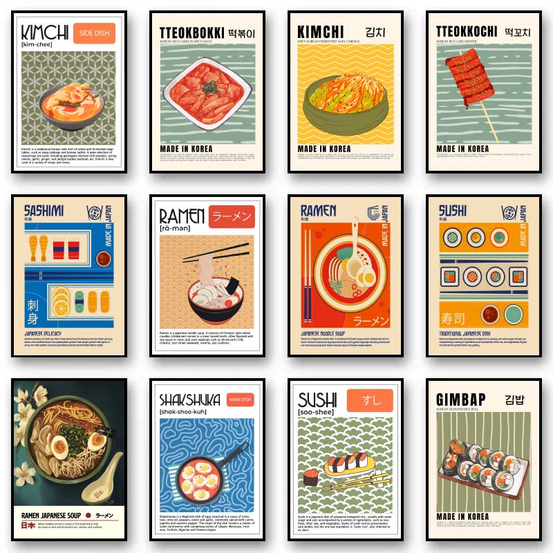 Asian Food Canvas Painting Pos - Home Decor Korea reseña y precio