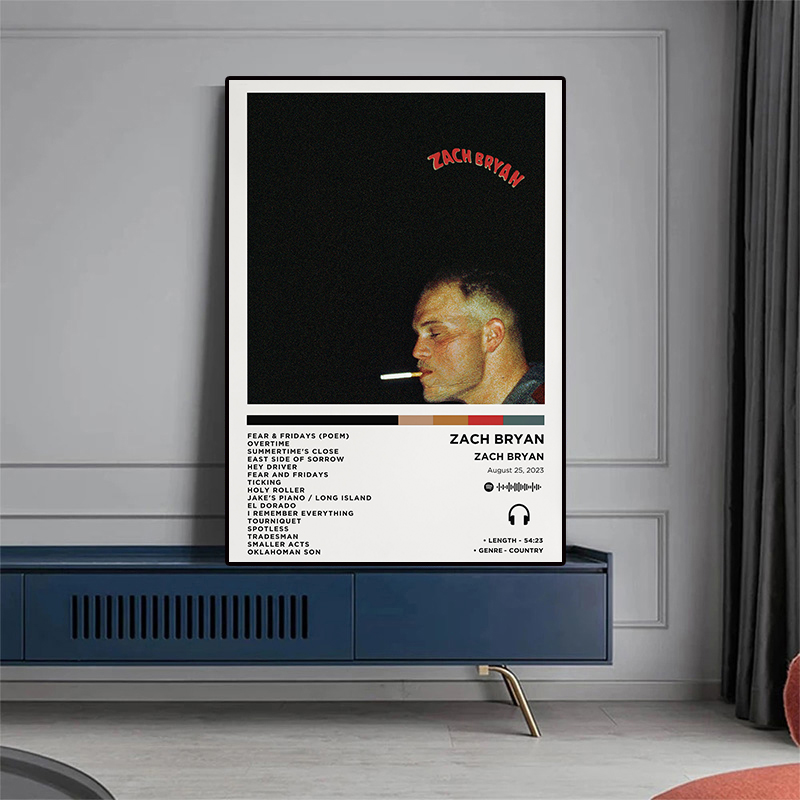 Pop Singer Zach Bryan Poster A - Home Decor Za reseña y precio