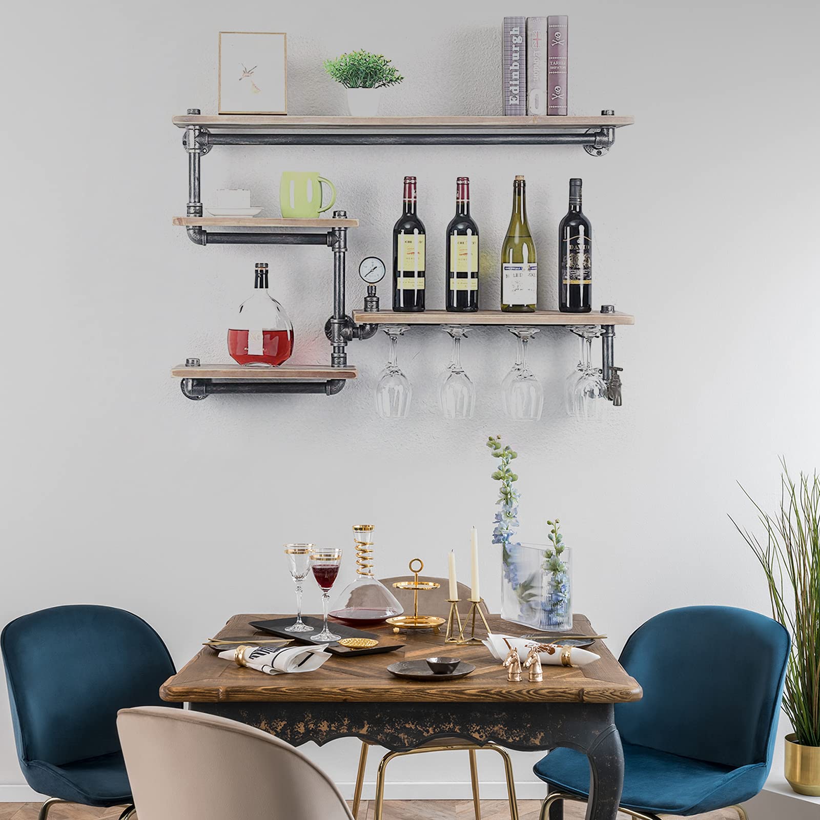 Tfcfl 39.37in Rustic Metal Flo - Floating Shelves reseña y precio