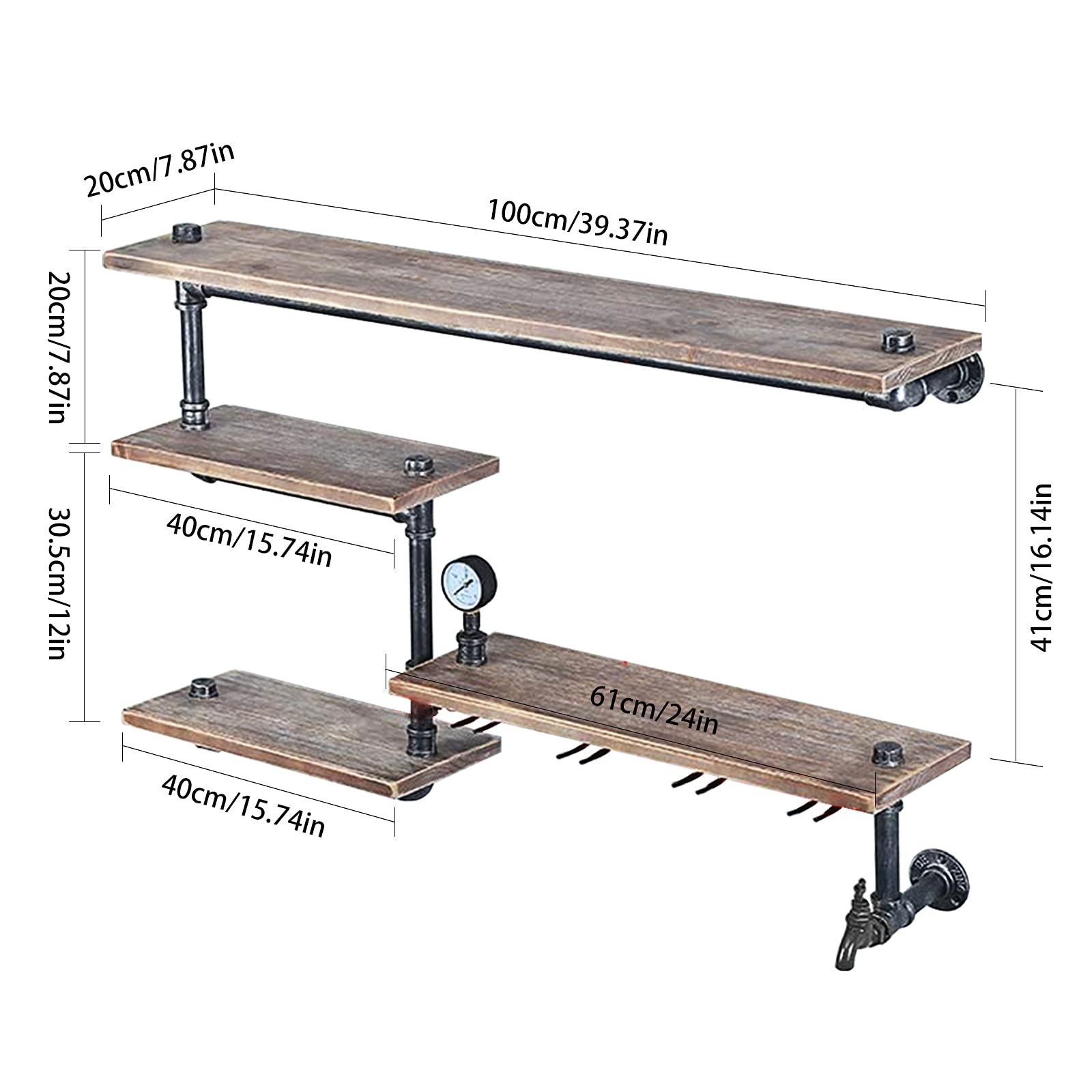 Tfcfl 39.37in Rustic Metal Flo - Floating Shelves reseña y precio