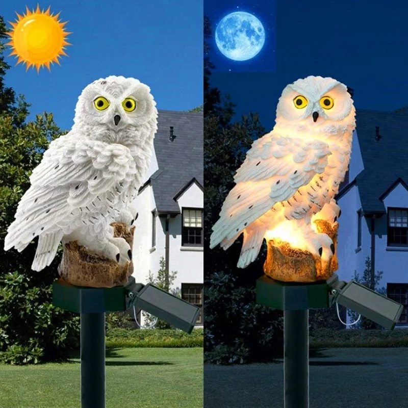 Solar Owl Statue Garden Light  - Home Decor Garden reseña y precio