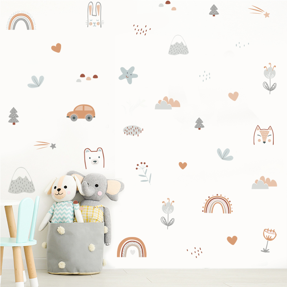 Cartoon Rainbow Animals Faces  - Home Decor Vinyl Flooring reseña y precio