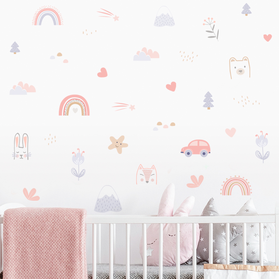 Cartoon Rainbow Animals Faces  - Home Decor Vinyl Flooring reseña y precio