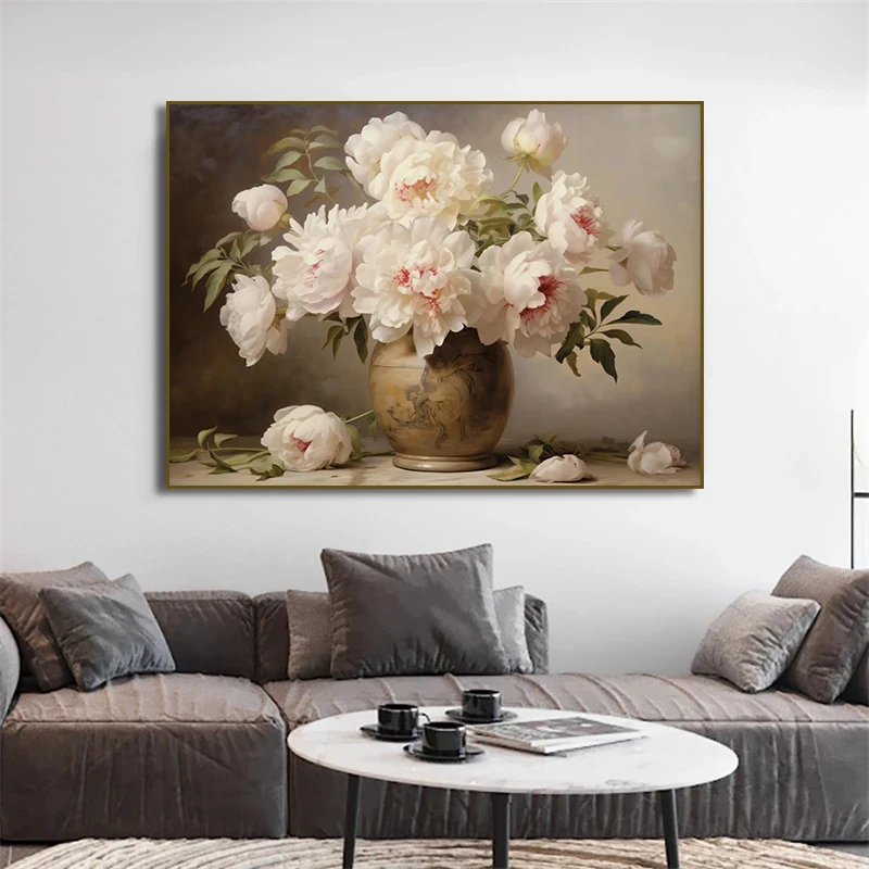 Vintage White Peony  RoseTulip - Home Decor Vase reseña y precio