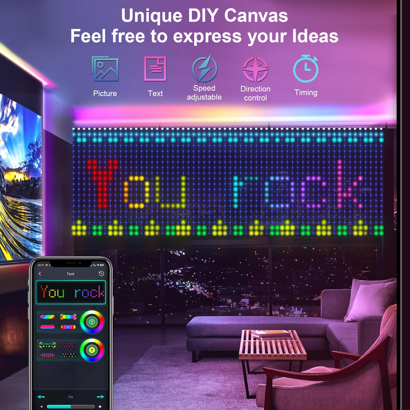 400LEDs RGBIC Smart Curtain Li - Home Decor App reseña y precio