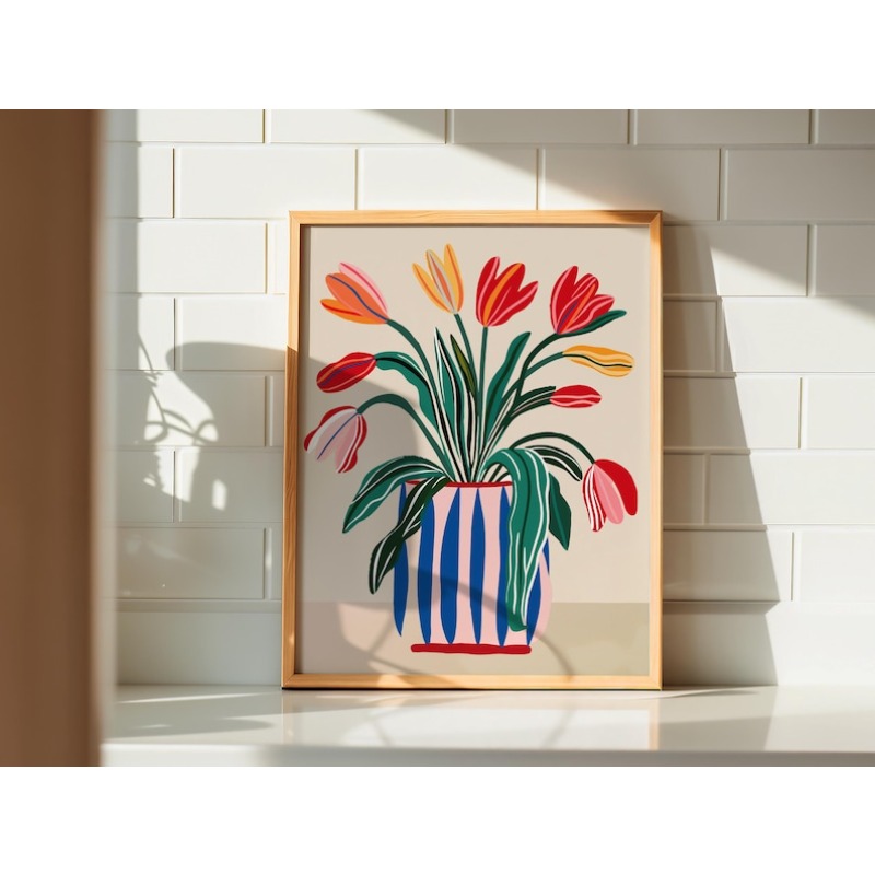 2pcs Tulip Flowers Canvas Wall - Home Decor Vase reseña y precio