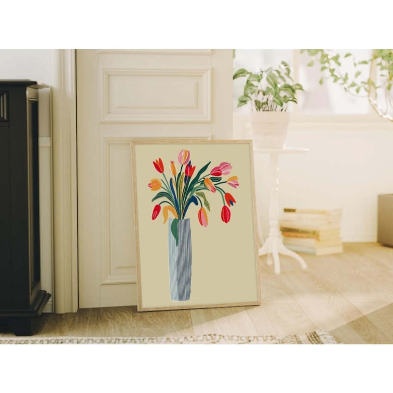2pcs Tulip Flowers Canvas Wall - Home Decor Vase reseña y precio
