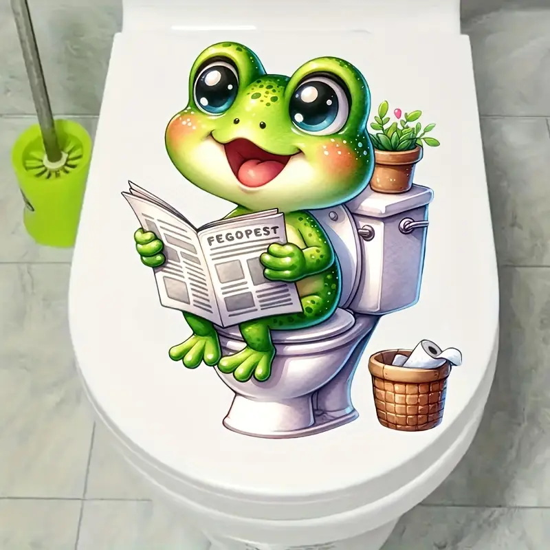 Frog on Toilet Reading Newspap - Home Decor Vinyl Flooring reseña y precio